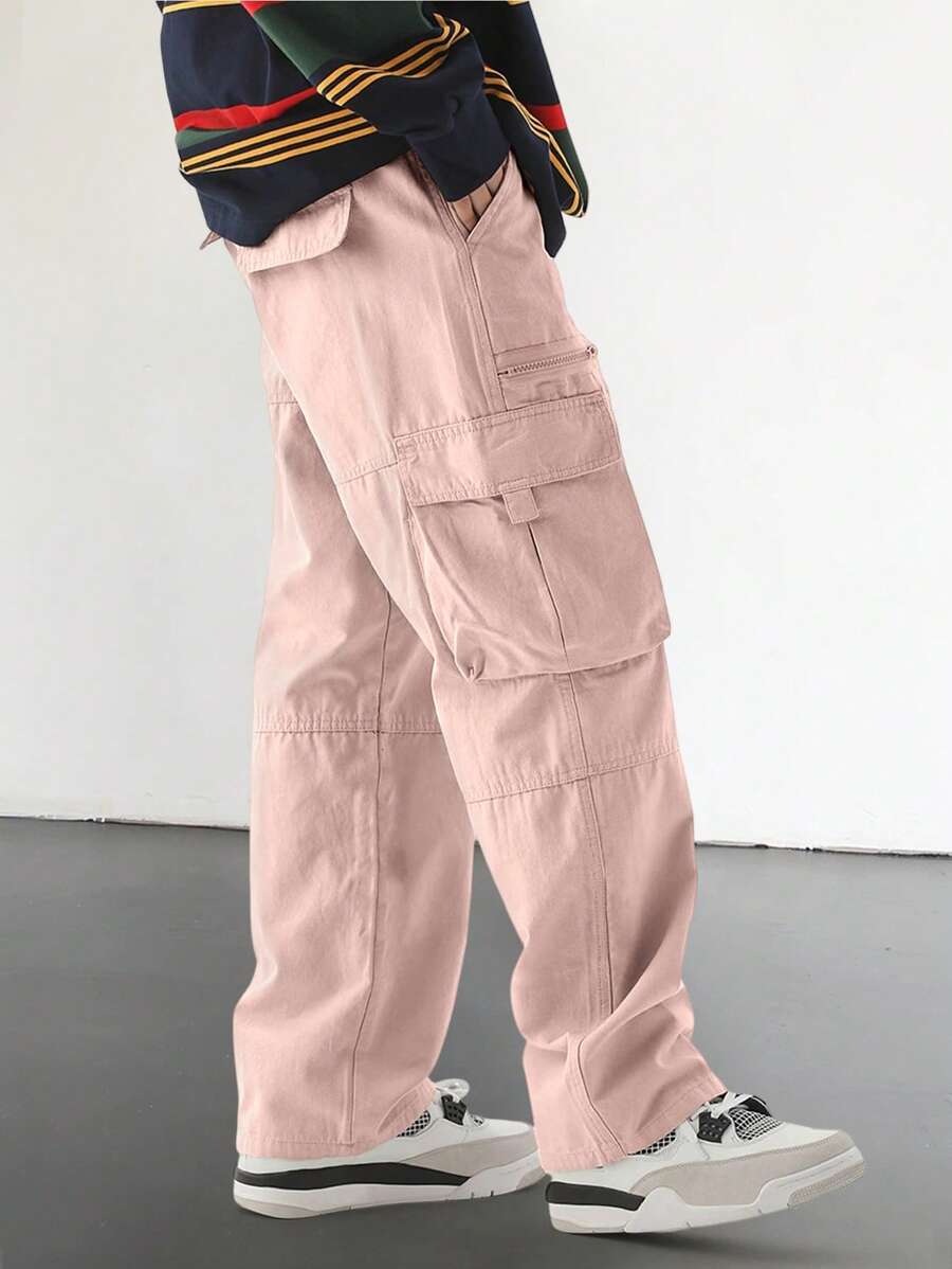 Pantalon cargo homme coupe ample avec poches rabat style décontracté