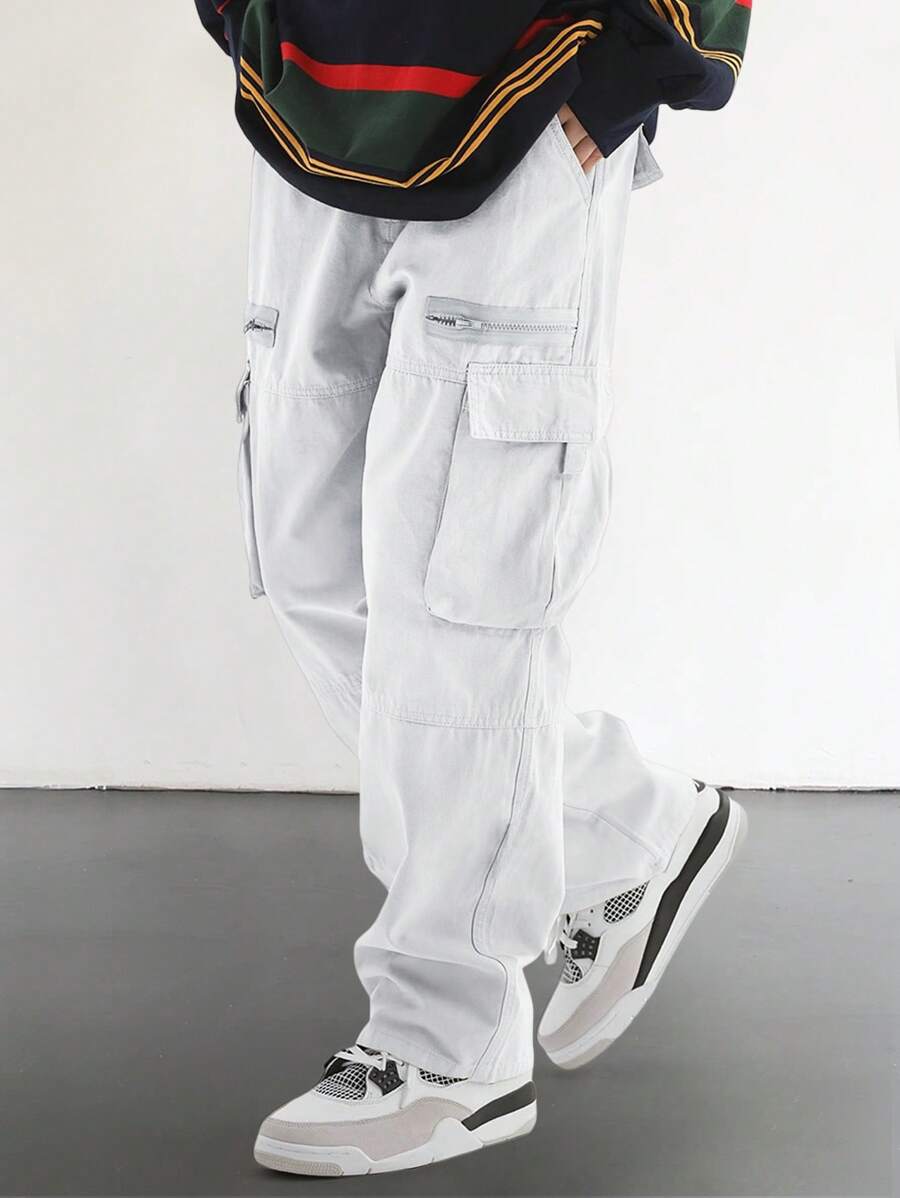 Pantalon cargo homme coupe ample avec poches rabat style décontracté