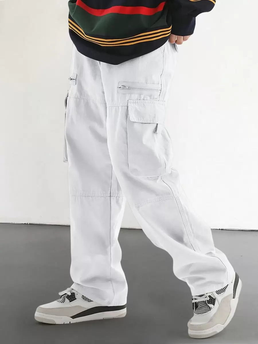 Pantalon cargo homme coupe ample avec poches rabat style décontracté