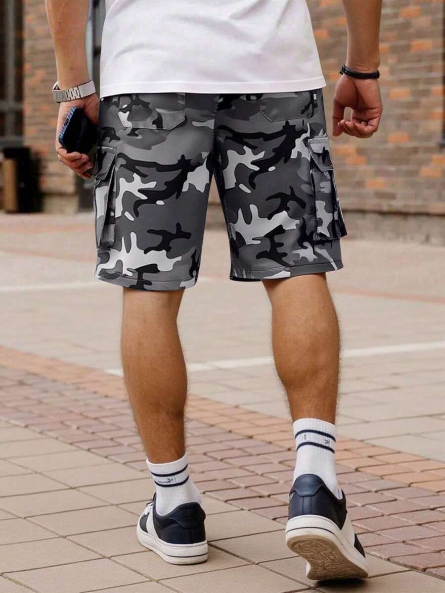 Shorts cargo pour hommes avec taille à cordon de serrage et poches latérales