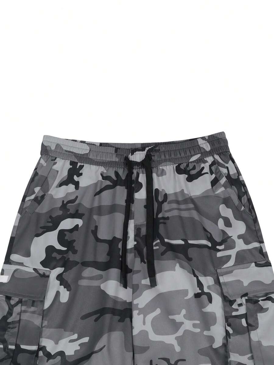 Shorts cargo pour hommes avec taille à cordon de serrage et poches latérales