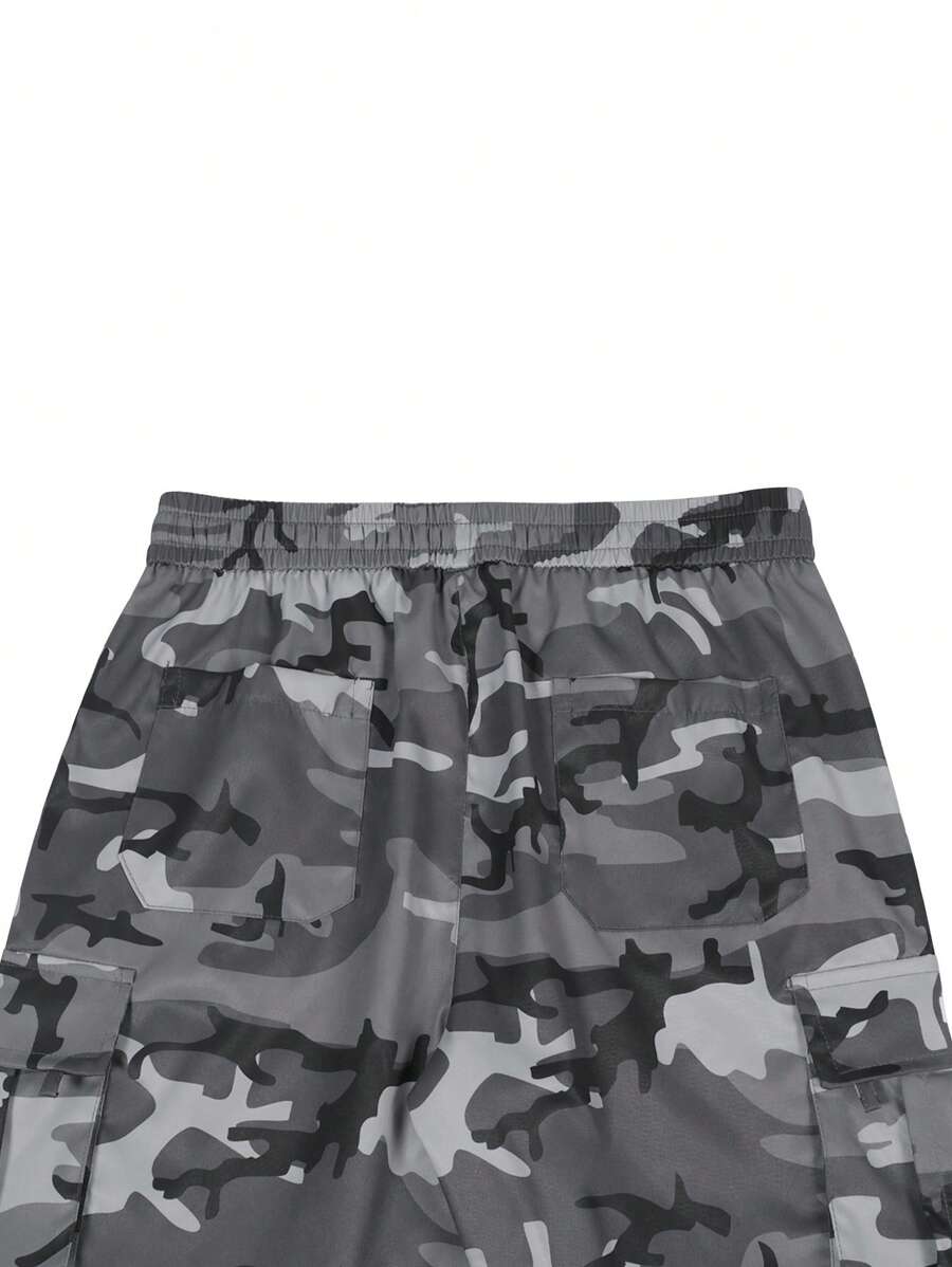 Shorts cargo pour hommes avec taille à cordon de serrage et poches latérales