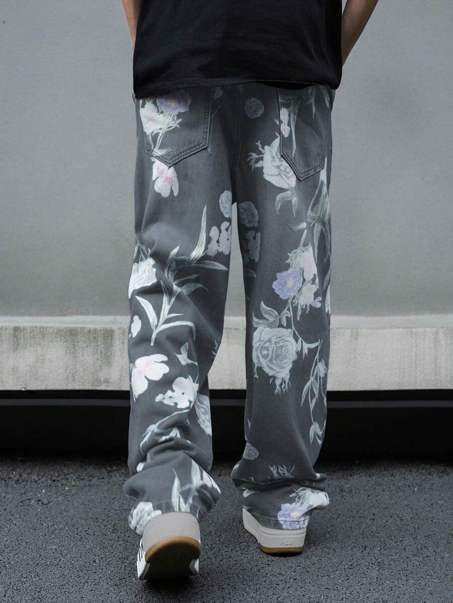 Pantalon ample simple à imprimé floral pour homme – Usage quotidien