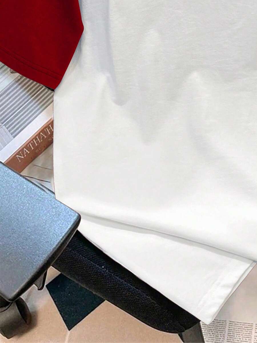 Chemise à col rond manches raglan avec imprimé graphique tendance