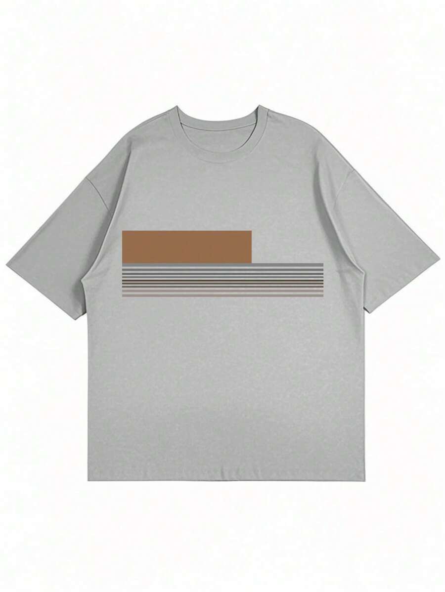 Chemise à col rond imprimée rayures style casual moderne été