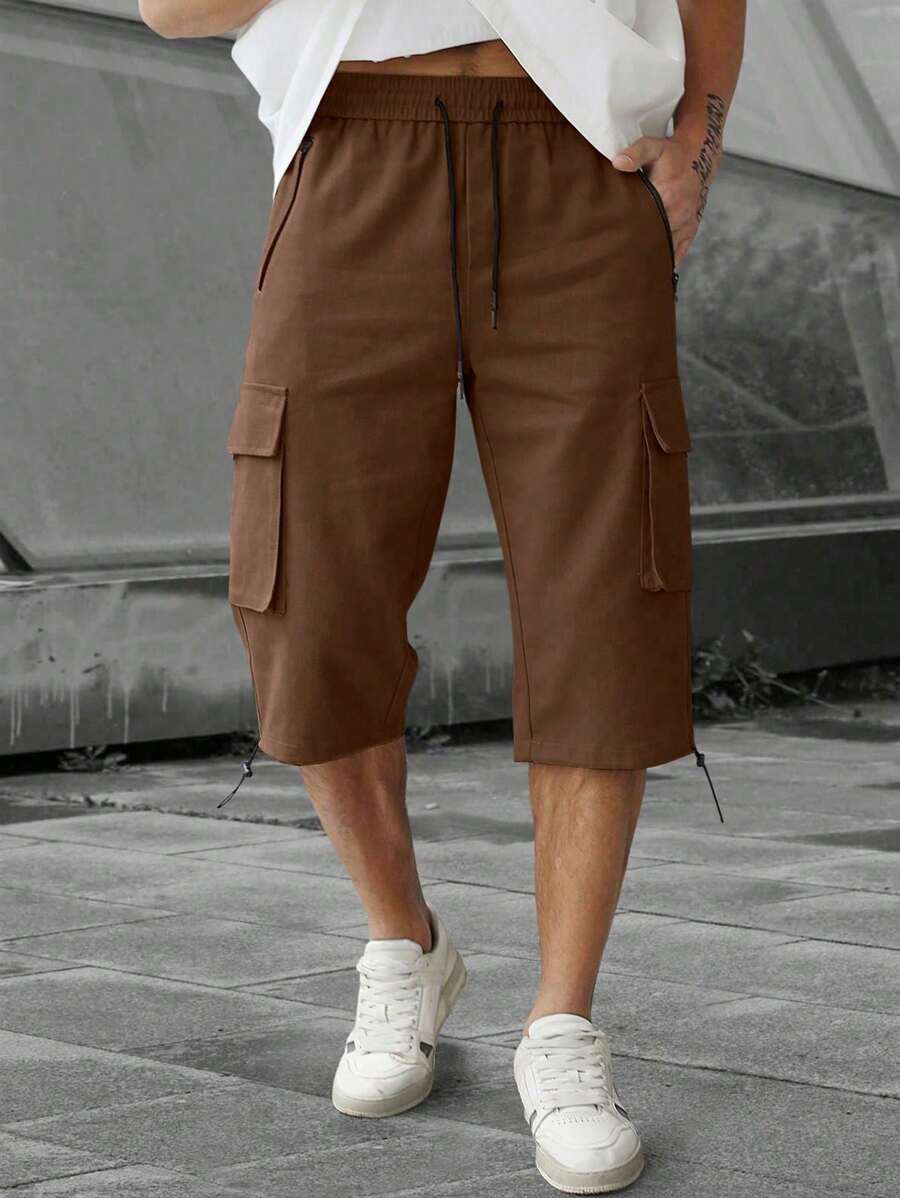 Short cargo décontracté à cordon de serrage pour homme – Utilitaire multi-poches
