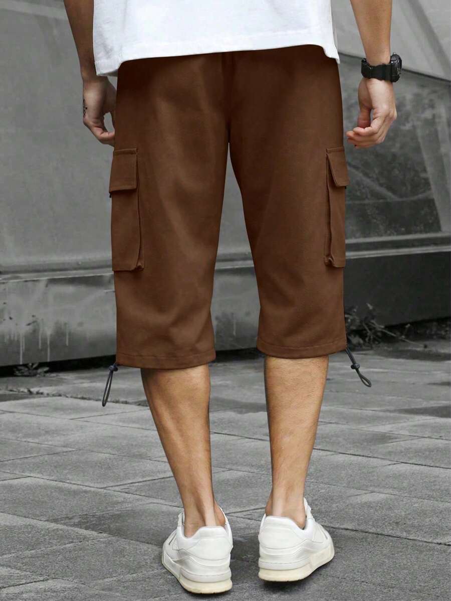 Short cargo décontracté à cordon de serrage pour homme – Utilitaire multi-poches
