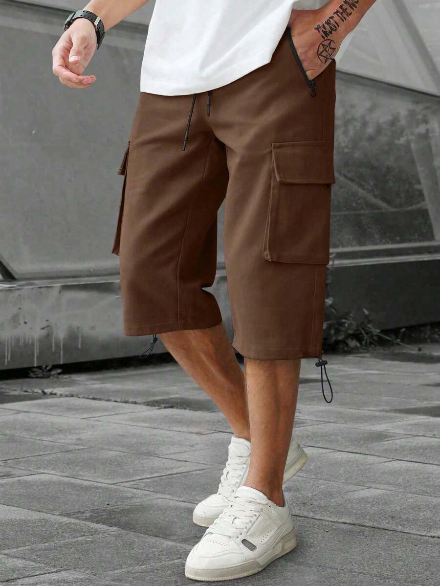 Short cargo décontracté à cordon de serrage pour homme – Utilitaire multi-poches