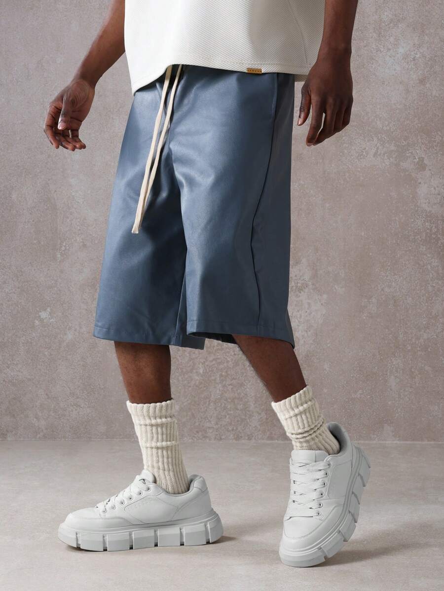 Bermuda large en similicuir avec cordon de serrage – Urban Athleisure pour homme