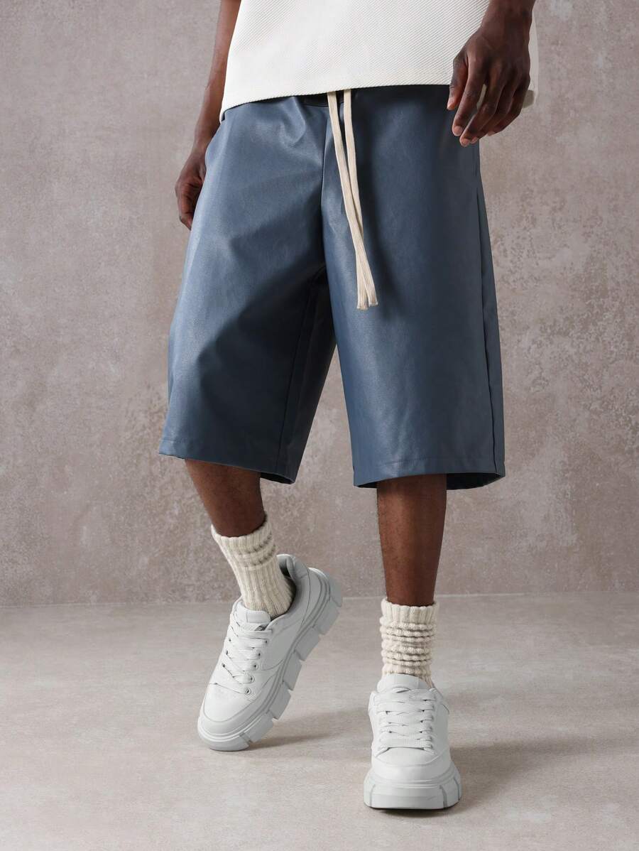 Bermuda large en similicuir avec cordon de serrage – Urban Athleisure pour homme
