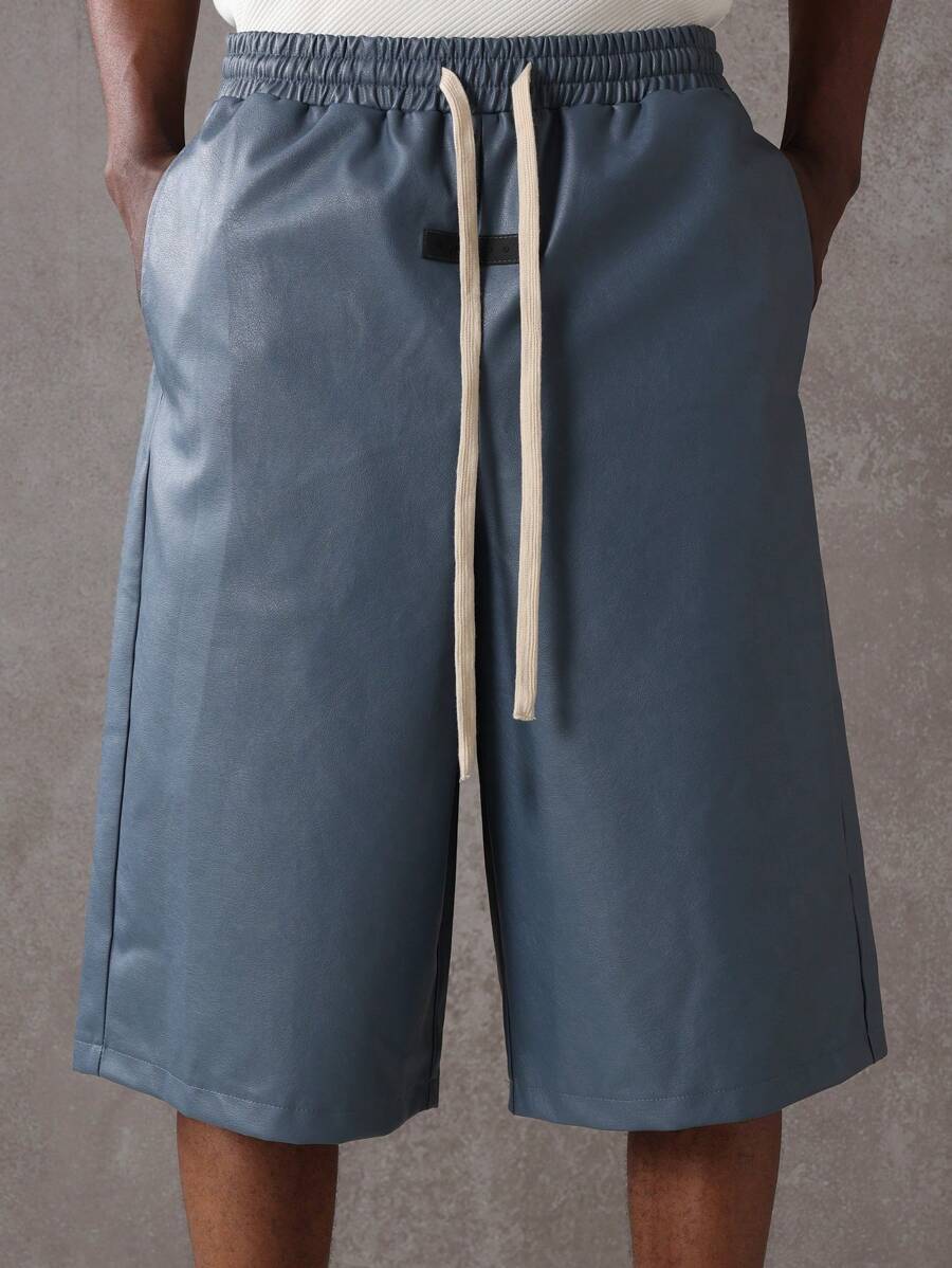 Bermuda large en similicuir avec cordon de serrage – Urban Athleisure pour homme