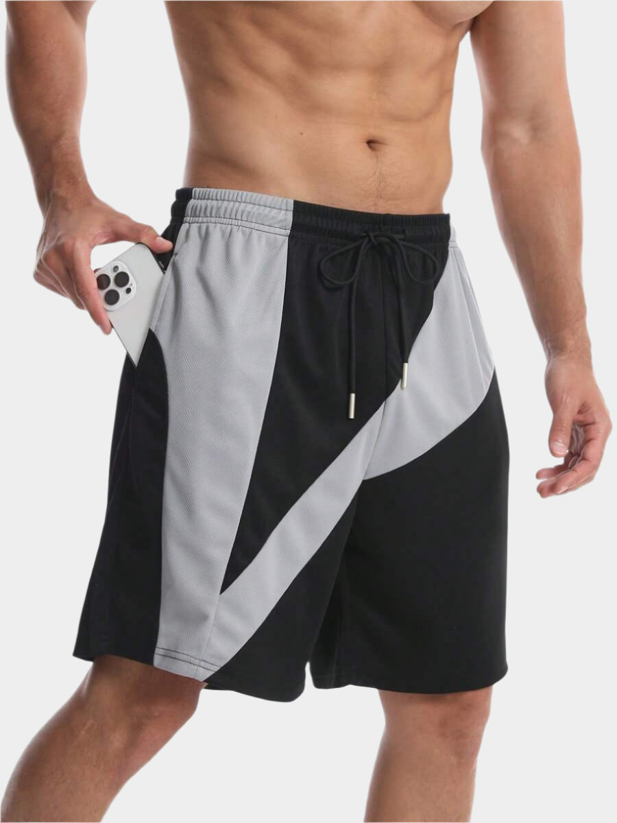 Shorts de sport à empiècements en mesh, légers et respirants pour hommes