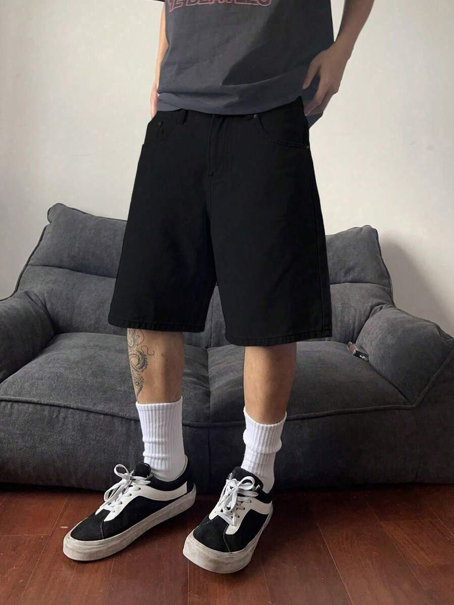 Bermuda large avec détails de boutons et de poches pour homme
