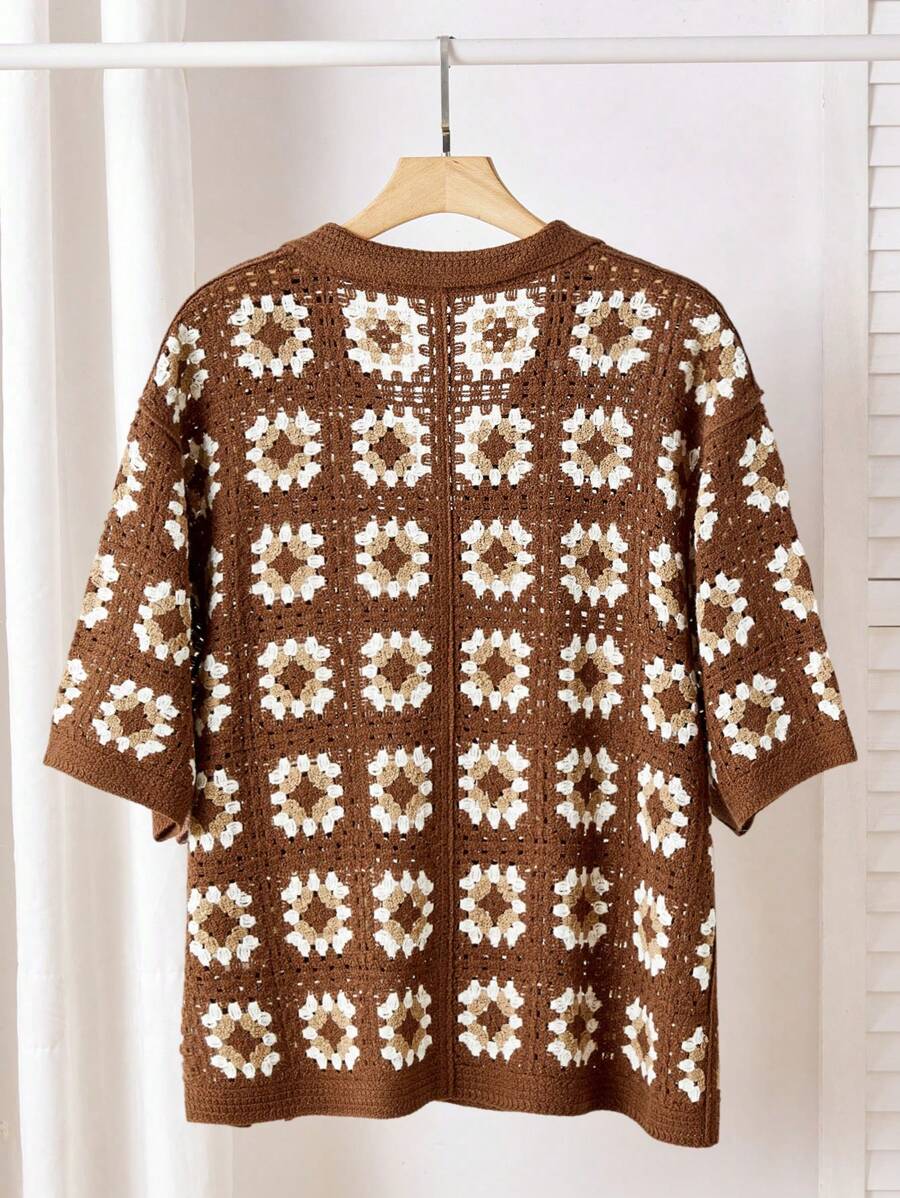 Chemises au crochet tendance homme col cubain été style vintage