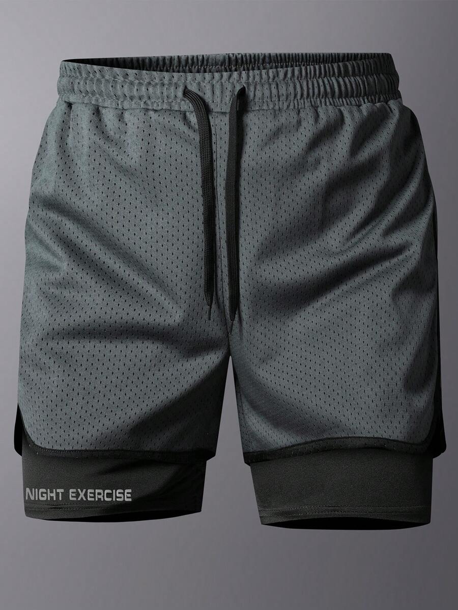 Shorts de sport doublés séchage rapide avec taille élastique imprimé