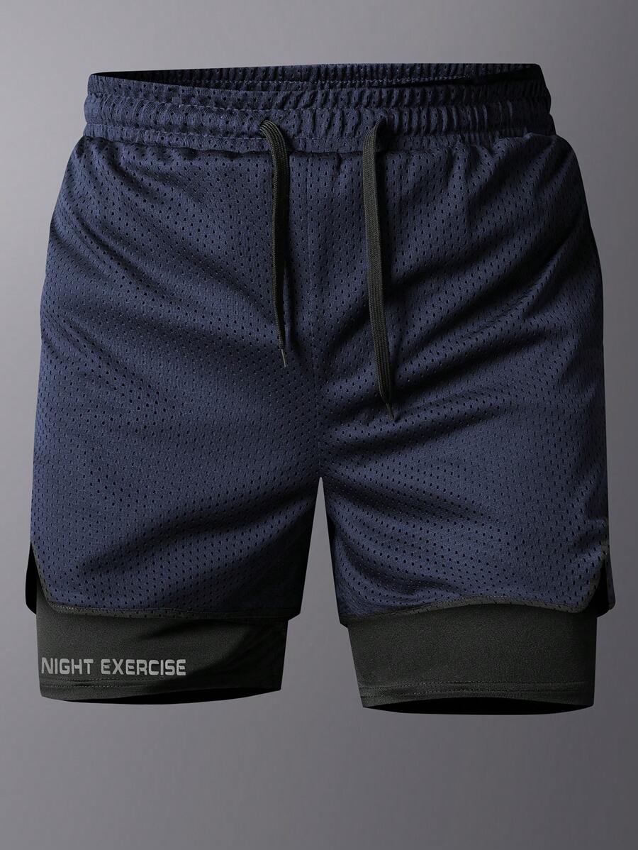 Shorts de sport doublés séchage rapide avec taille élastique imprimé