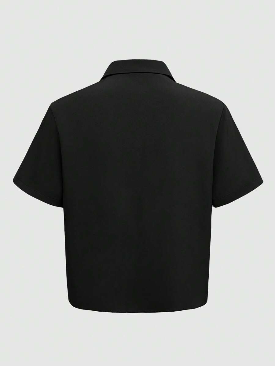 Chemise jacquard ample à manches courtes pour homme - Décontracté et urbain