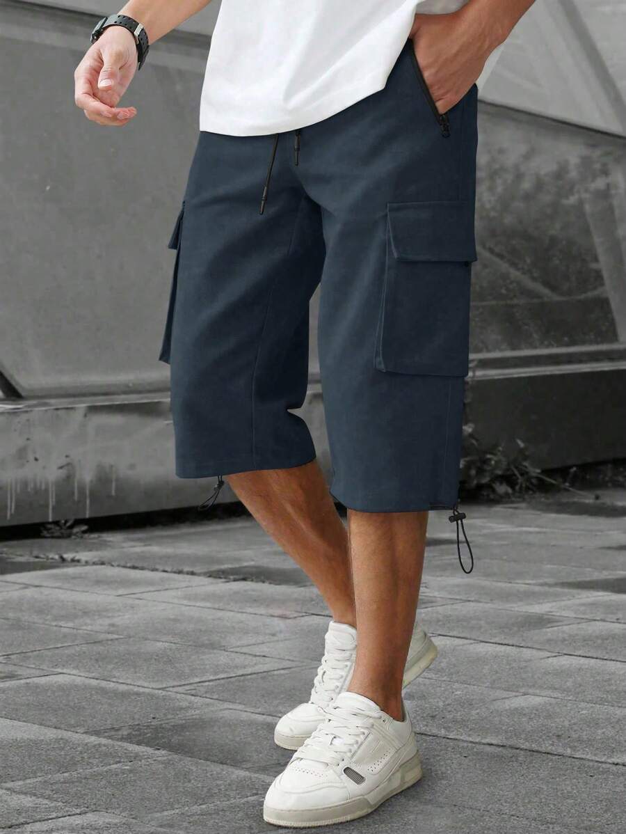 Short cargo décontracté à cordon de serrage pour homme – Utilitaire multi-poches