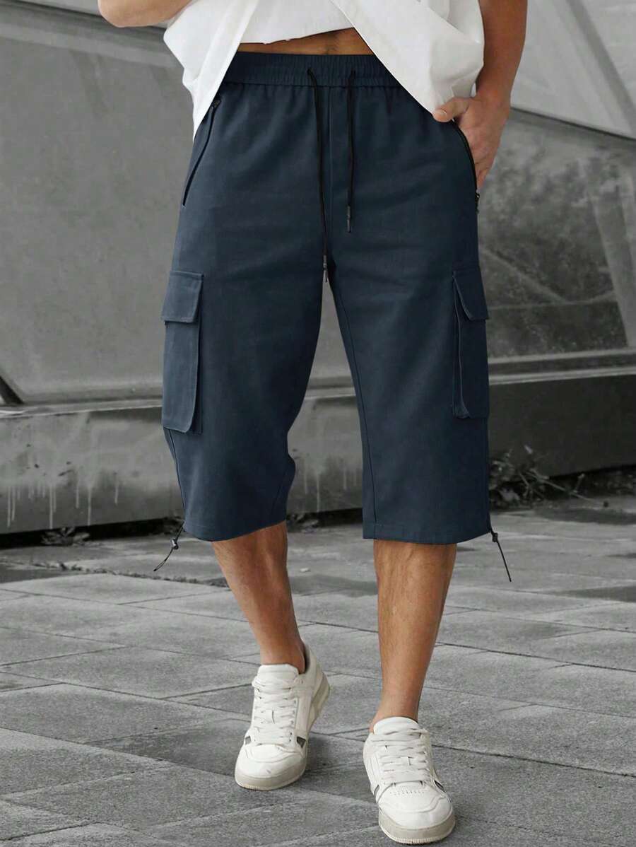 Short cargo décontracté à cordon de serrage pour homme – Utilitaire multi-poches