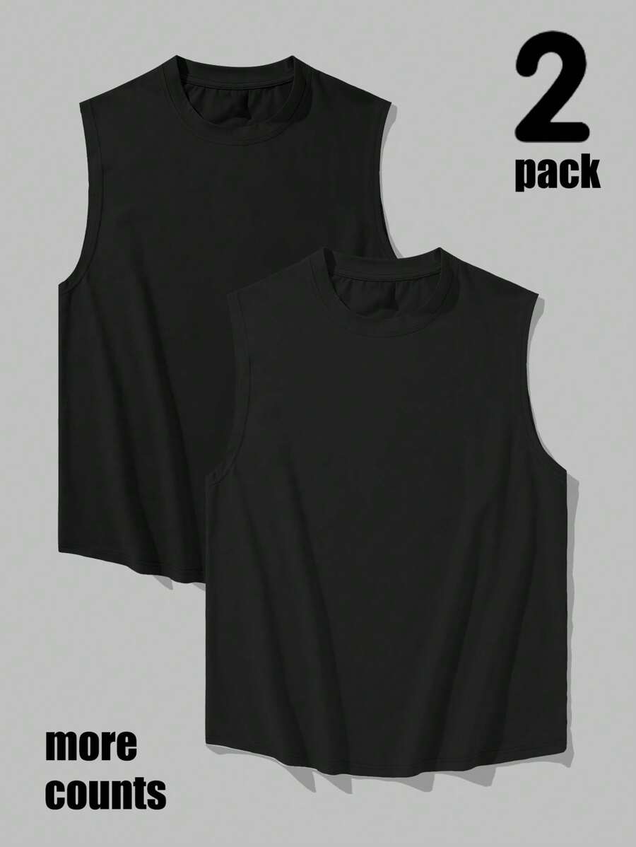 Chemise sans manches à col rond de couleur unie pour homme