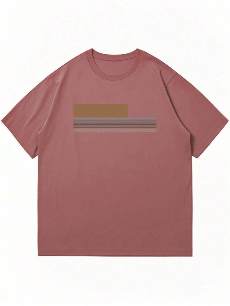 Chemise à col rond imprimée rayures style casual moderne été