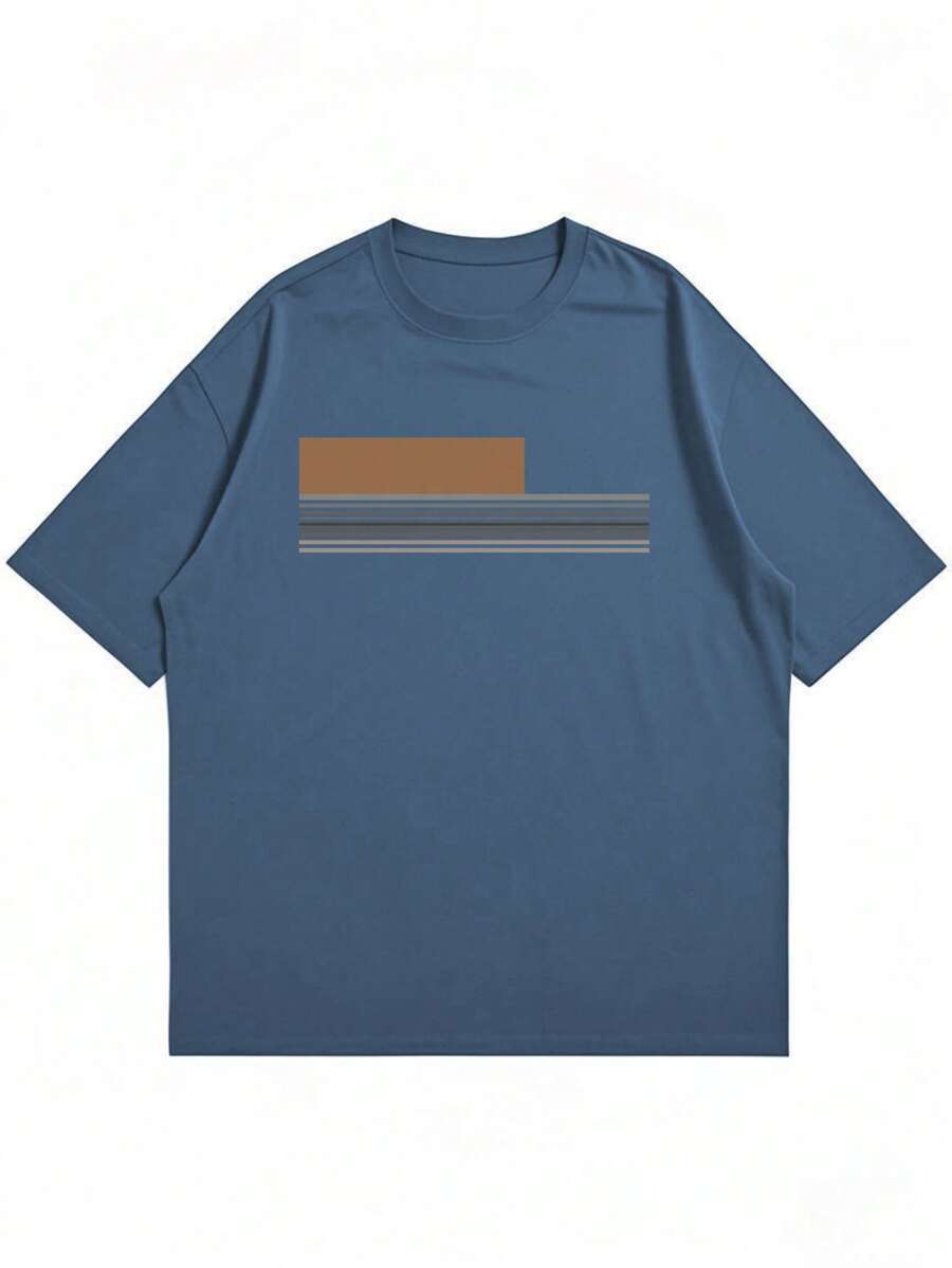Chemise à col rond imprimée rayures style casual moderne été