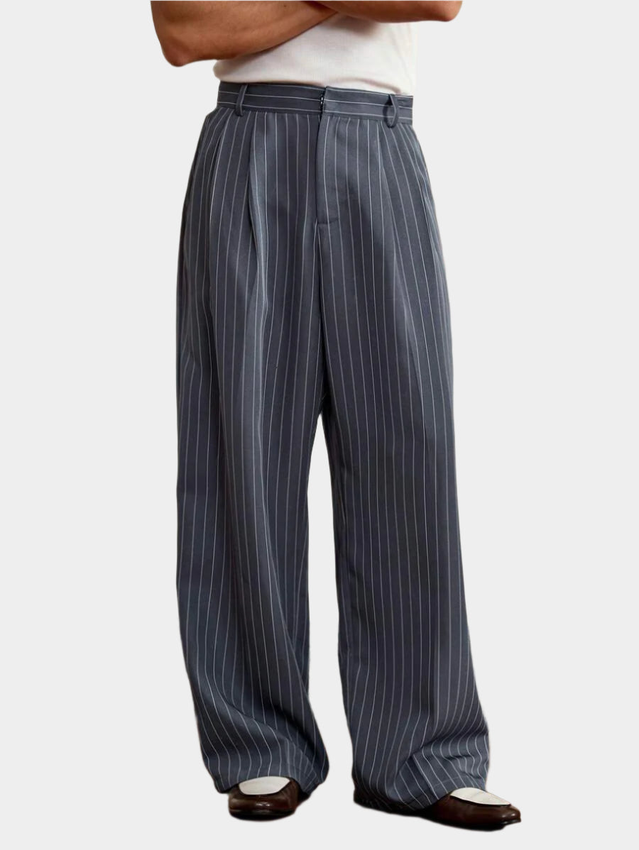 Pantalon droit à rayures, coupe ample et décontractée, tissé, pour homme