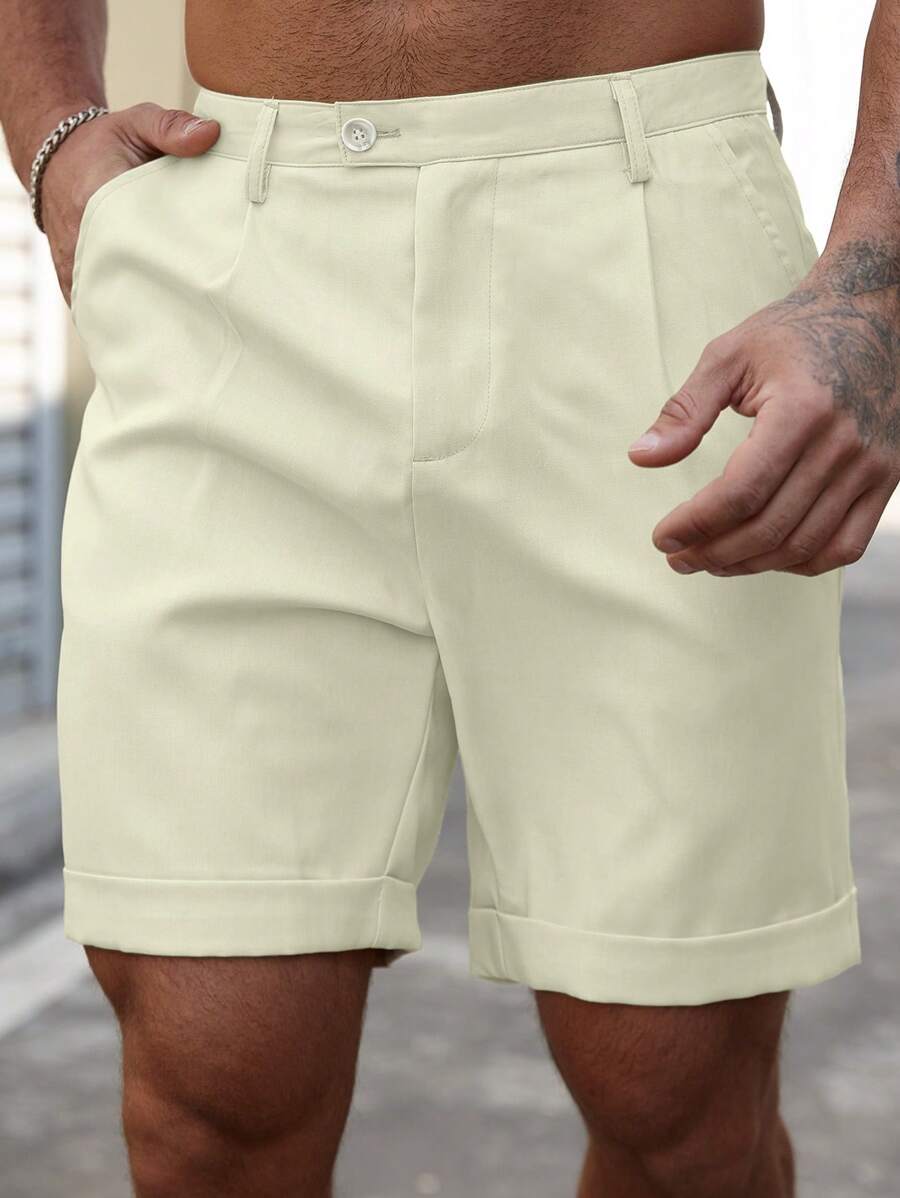 Bermuda coupe droite avec braguette boutonnée – Vêtements décontractés pour homme