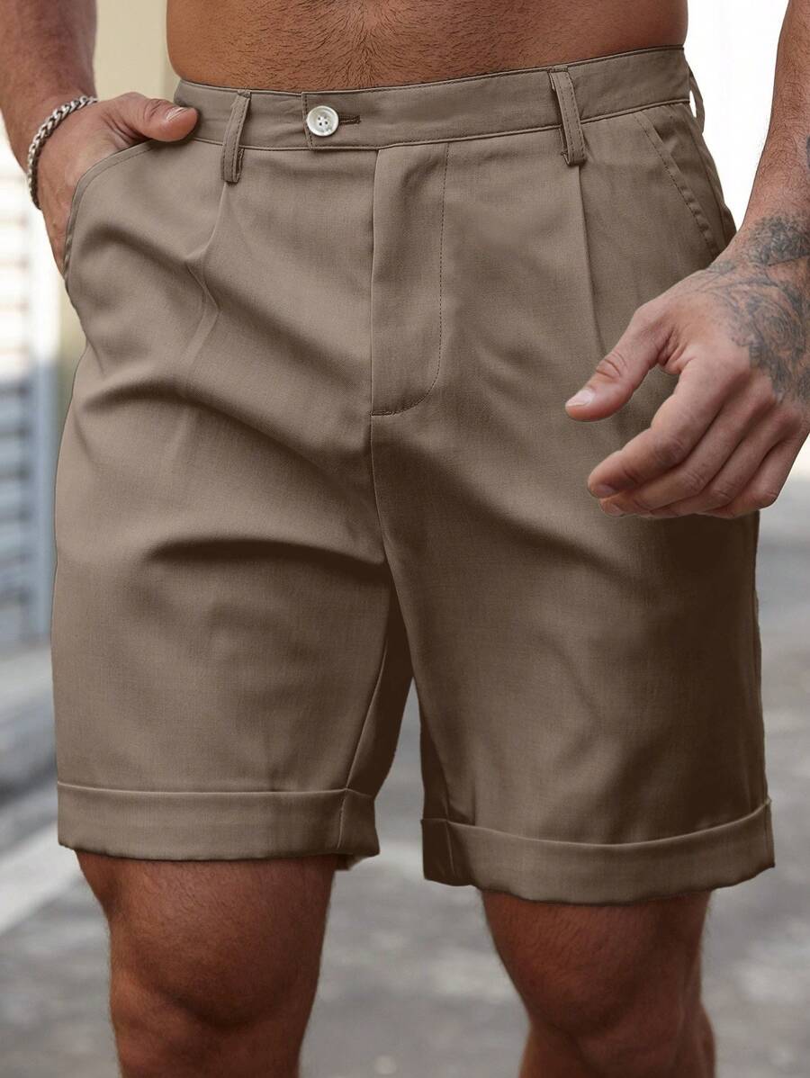 Bermuda coupe droite avec braguette boutonnée – Vêtements décontractés pour homme