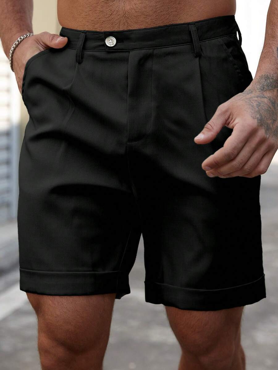 Bermuda coupe droite avec braguette boutonnée – Vêtements décontractés pour homme