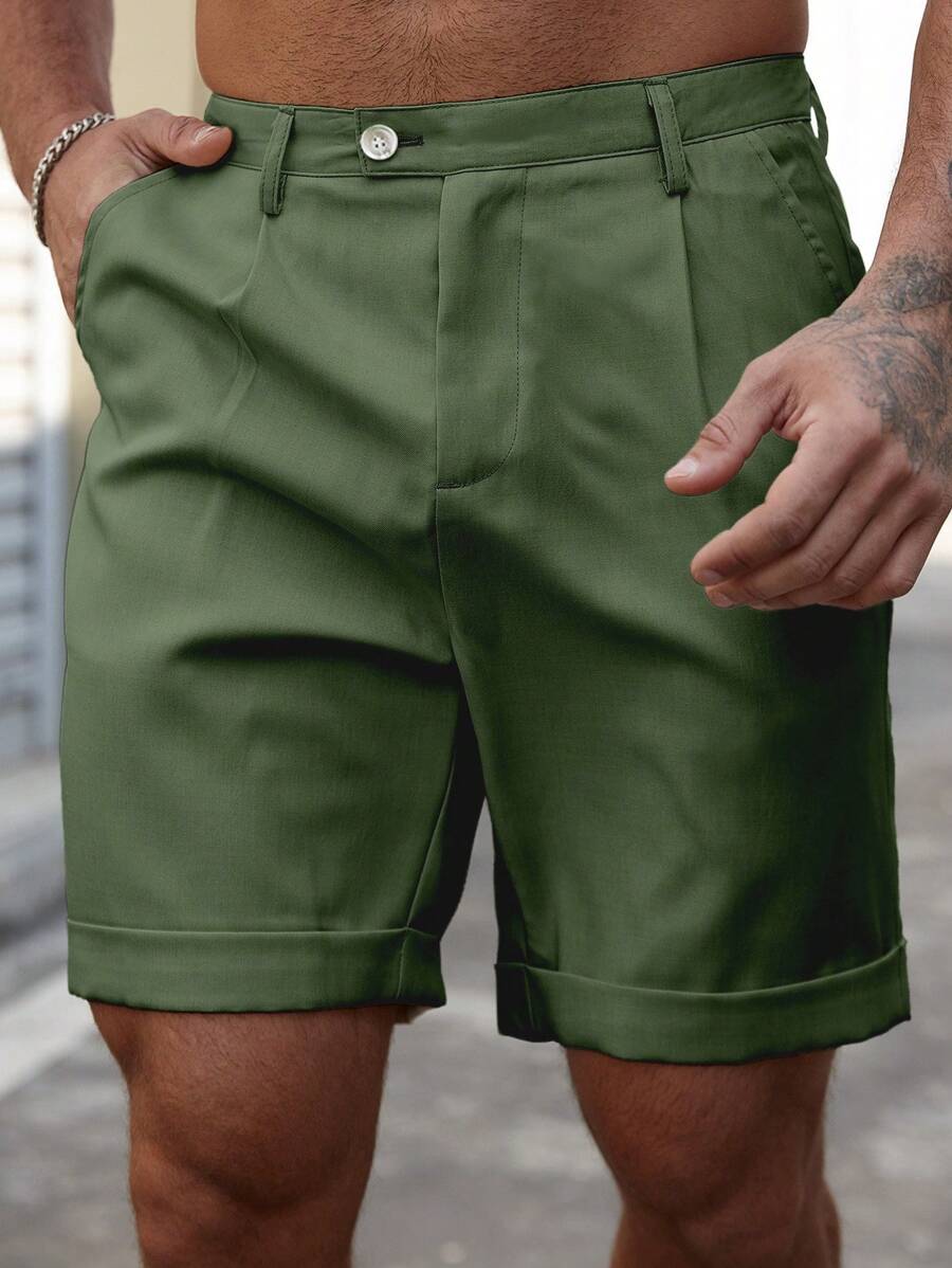 Bermuda coupe droite avec braguette boutonnée – Vêtements décontractés pour homme