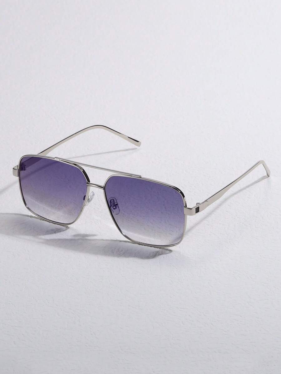 Lunettes de soleil à monture carrée multicolore en métal, style vintage pour homme