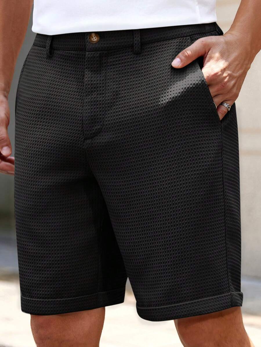 Bermuda droit tissé taille mi-haute – Short décontracté pour homme