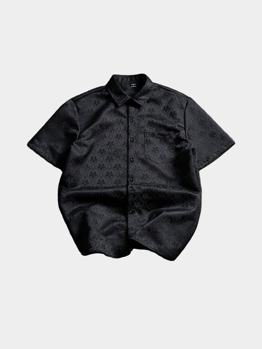 Chemise jacquard brodée à motifs botaniques – Haut floral de luxe pour homme