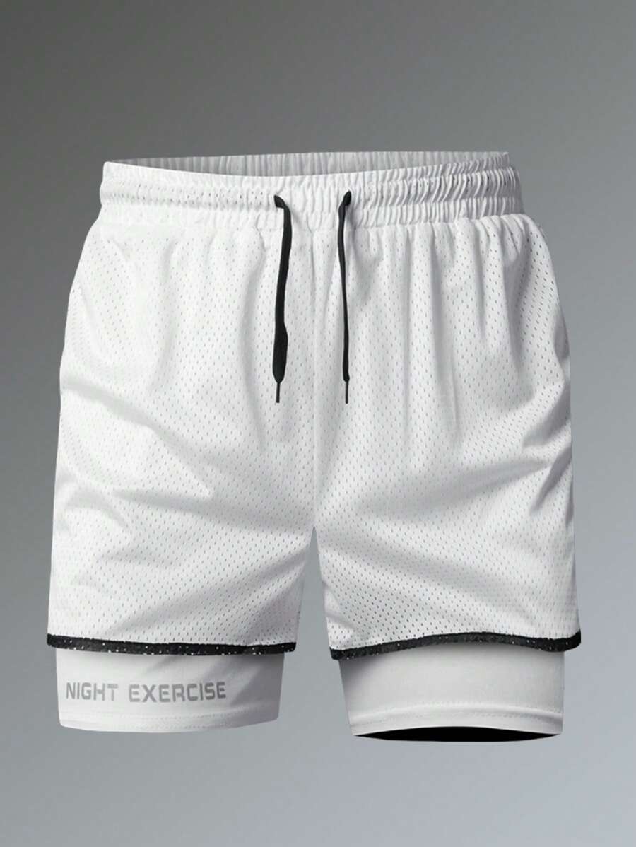 Shorts de sport doublés séchage rapide avec taille élastique imprimé
