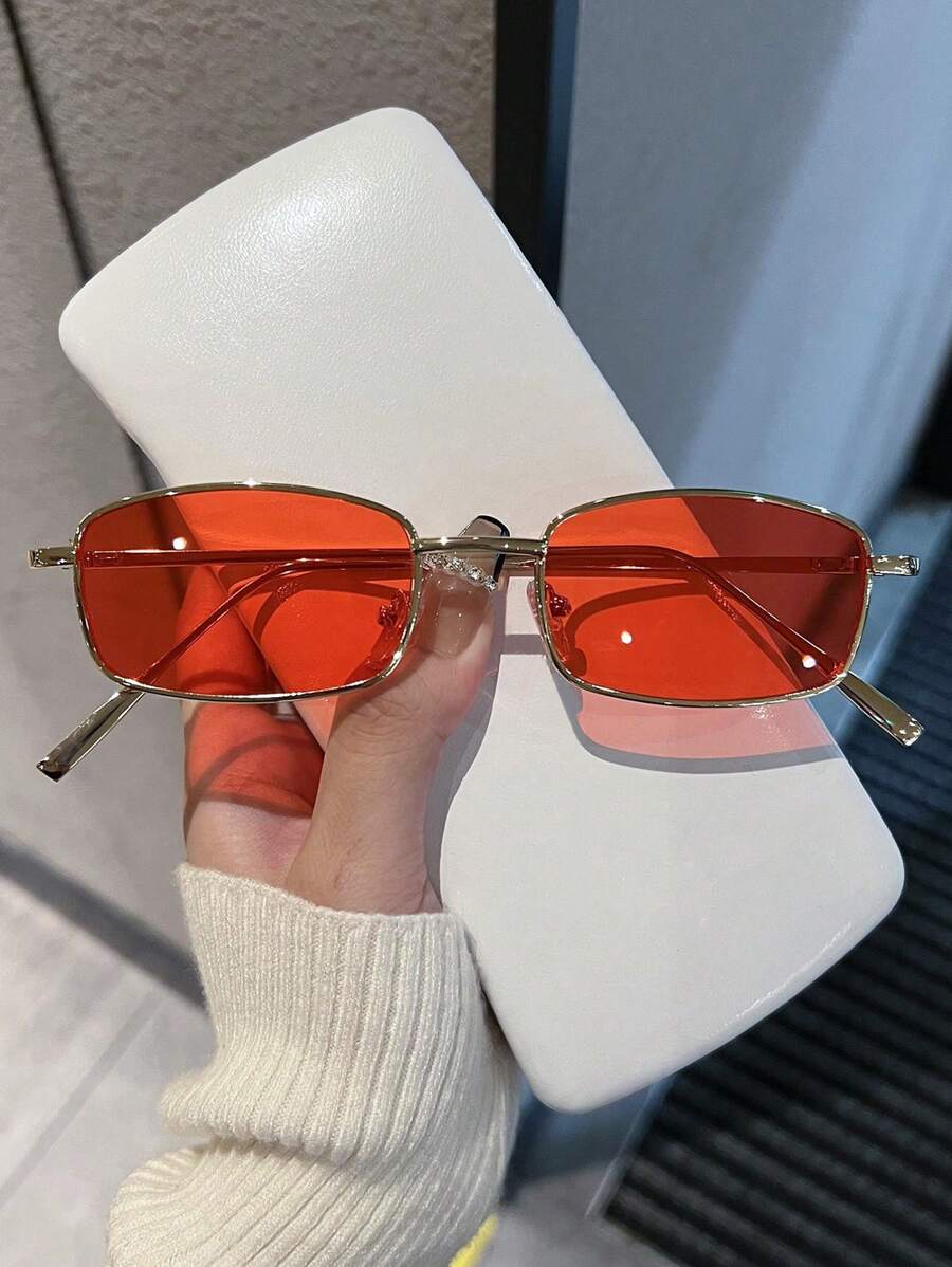 Lunettes de soleil carrées étroites de style rétro pour hommes