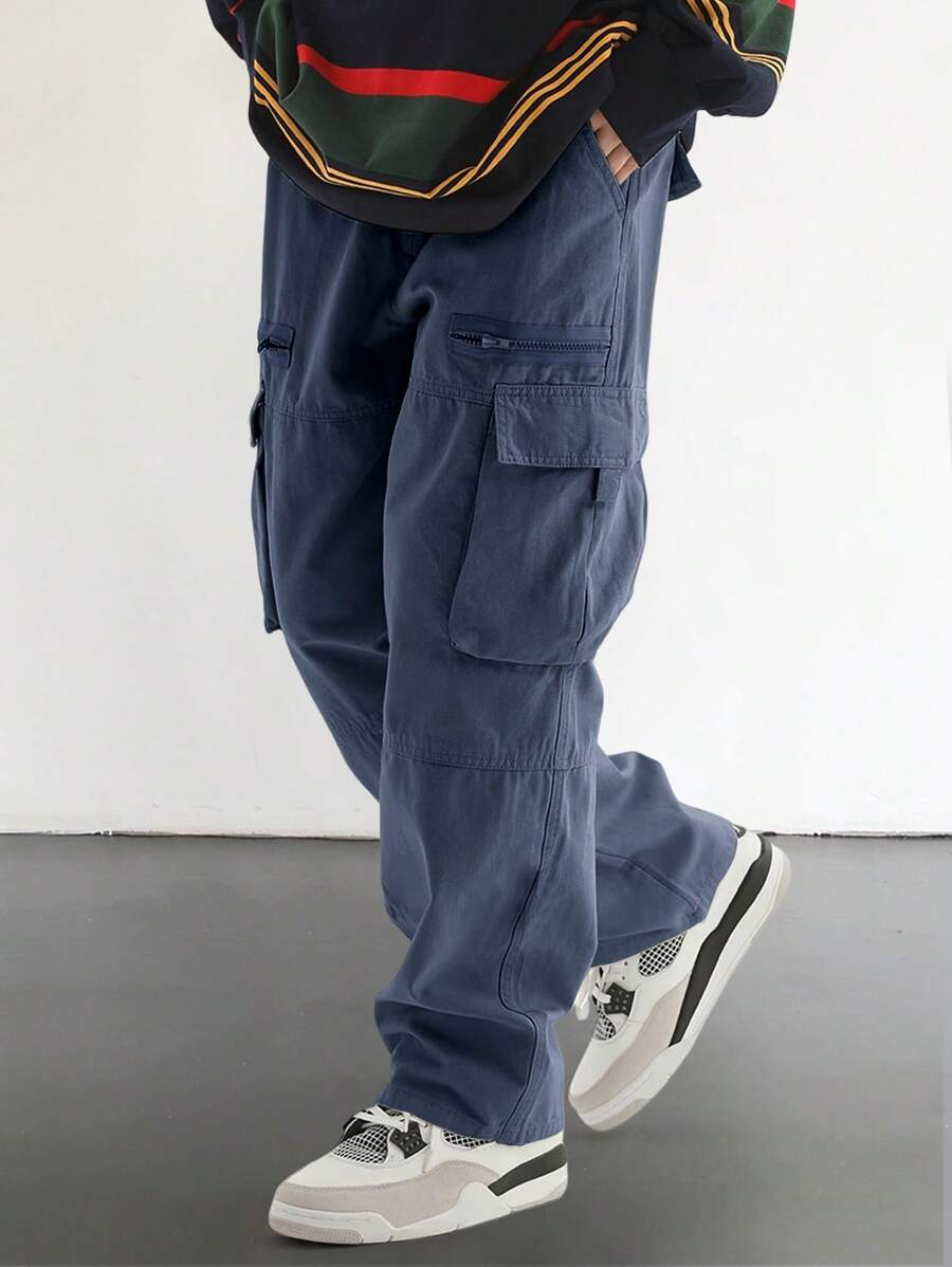 Pantalon cargo homme coupe ample avec poches rabat style décontracté