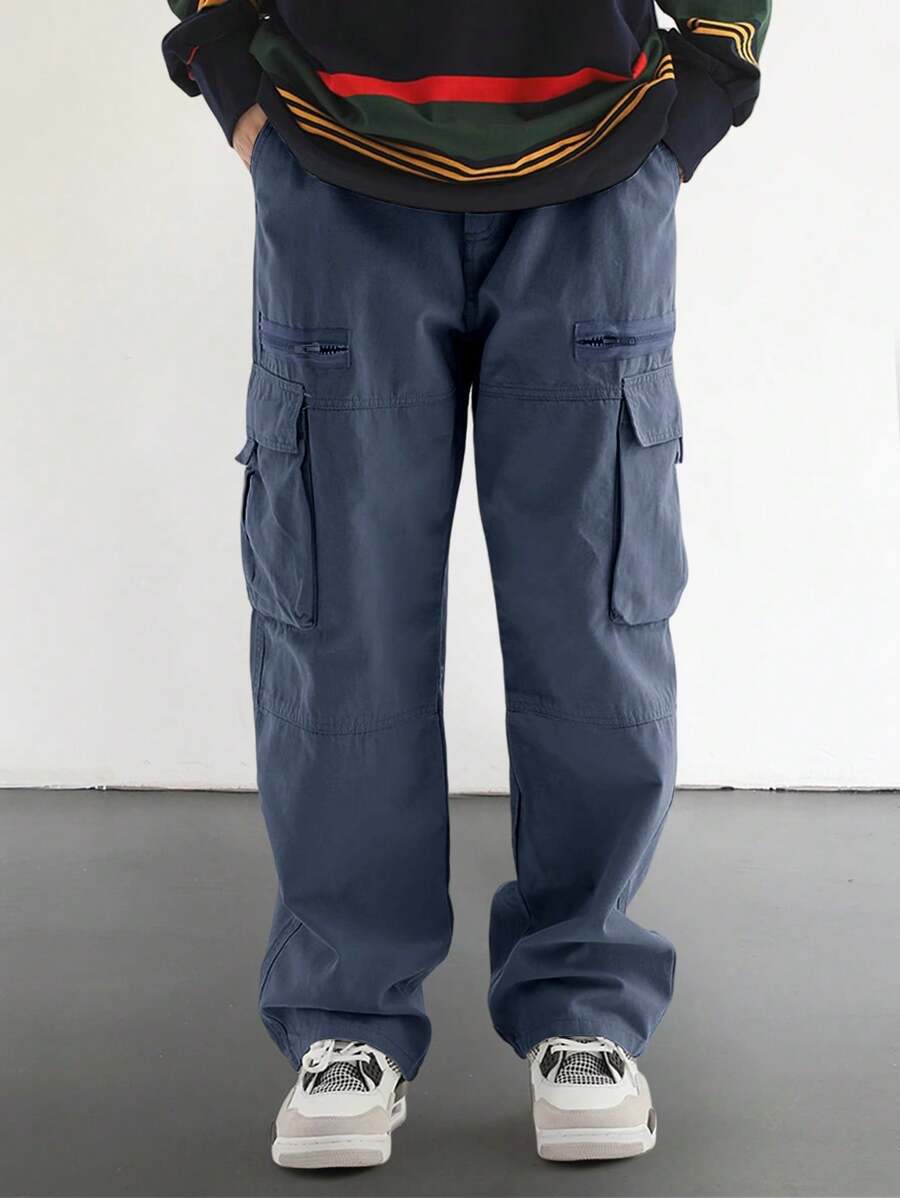 Pantalon cargo homme coupe ample avec poches rabat style décontracté