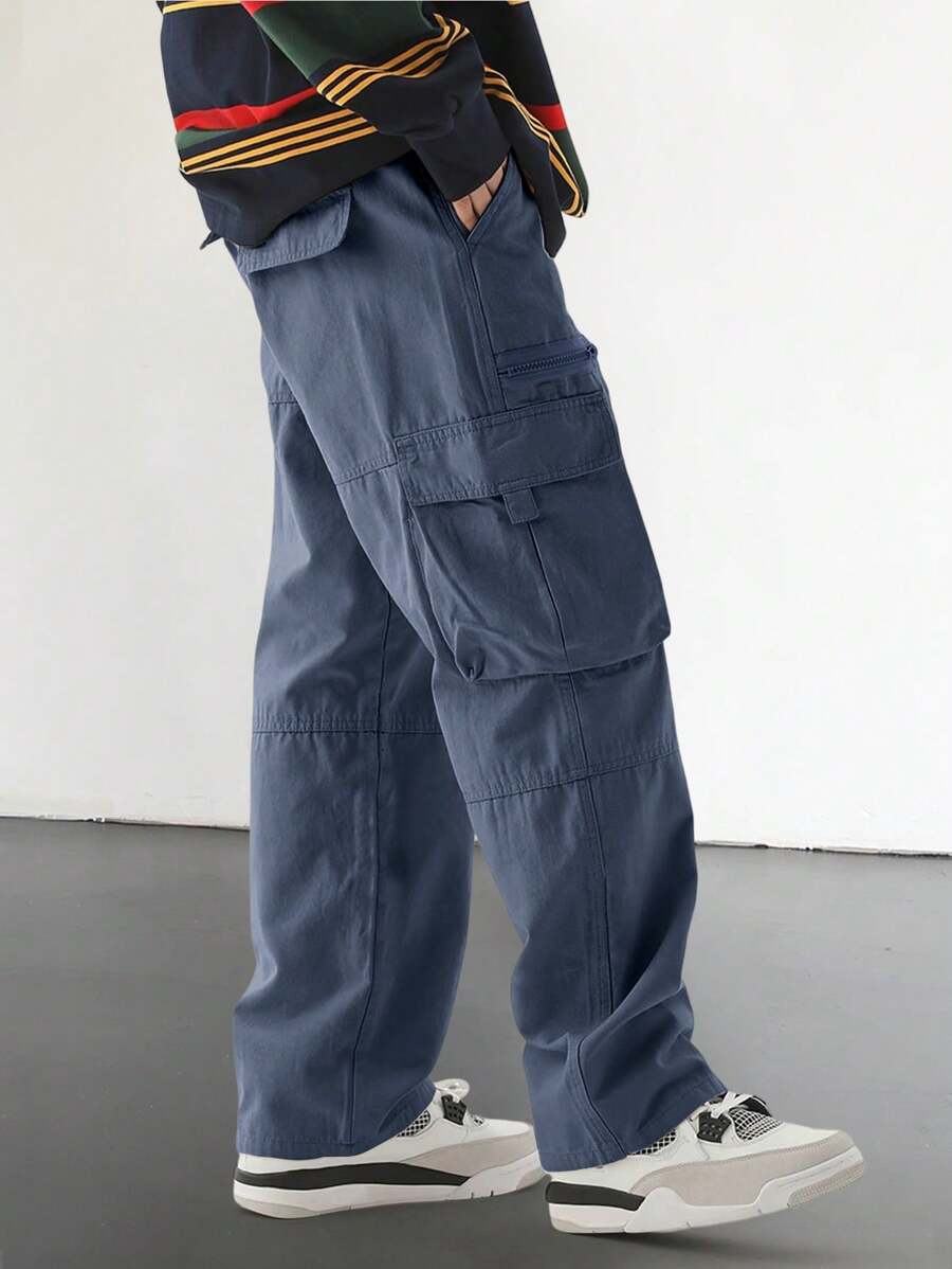 Pantalon cargo homme coupe ample avec poches rabat style décontracté