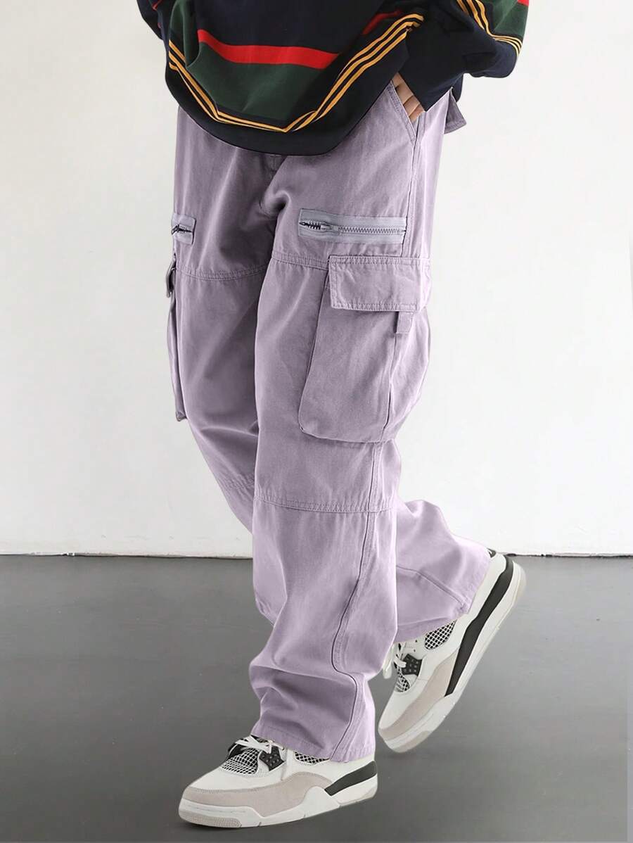 Pantalon cargo homme coupe ample avec poches rabat style décontracté