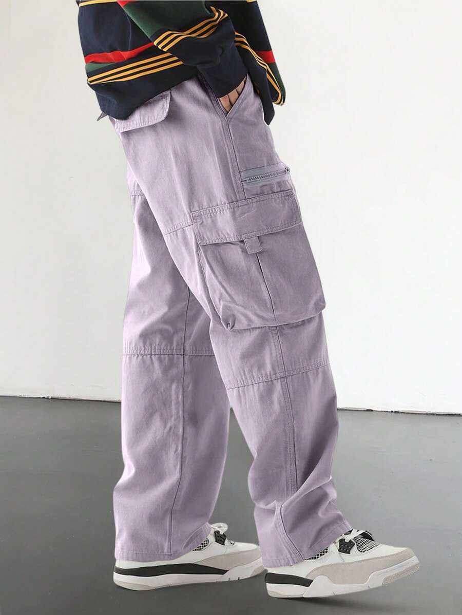 Pantalon cargo homme coupe ample avec poches rabat style décontracté