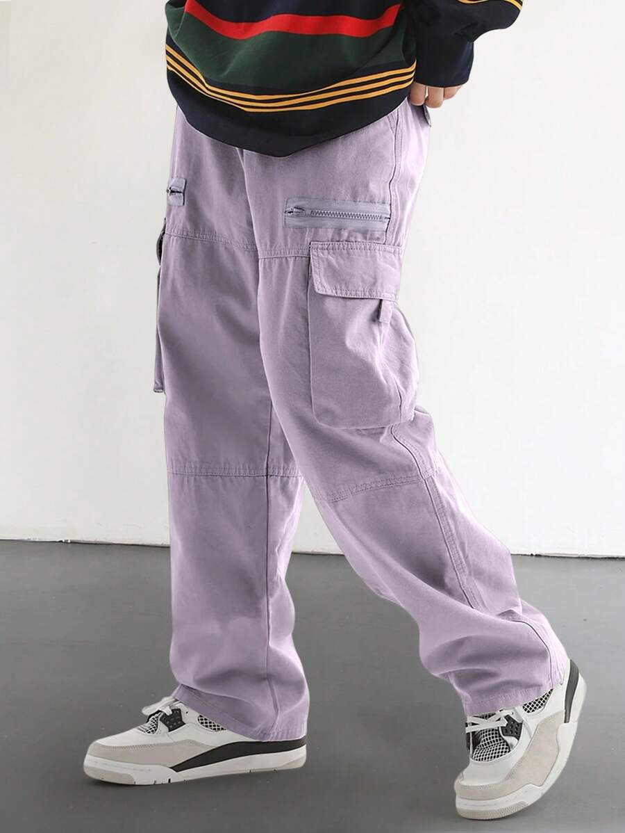 Pantalon cargo homme coupe ample avec poches rabat style décontracté