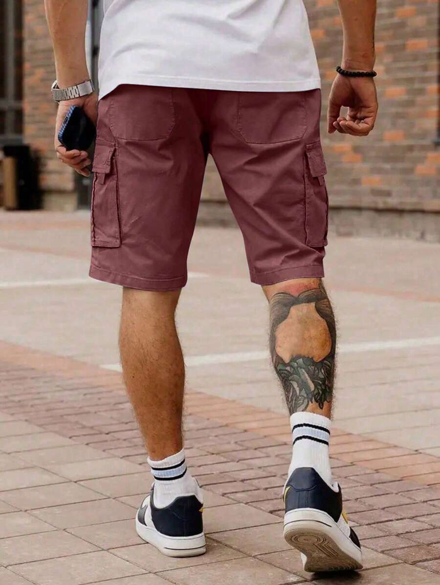 Shorts cargo pour hommes avec taille à cordon de serrage et poches latérales