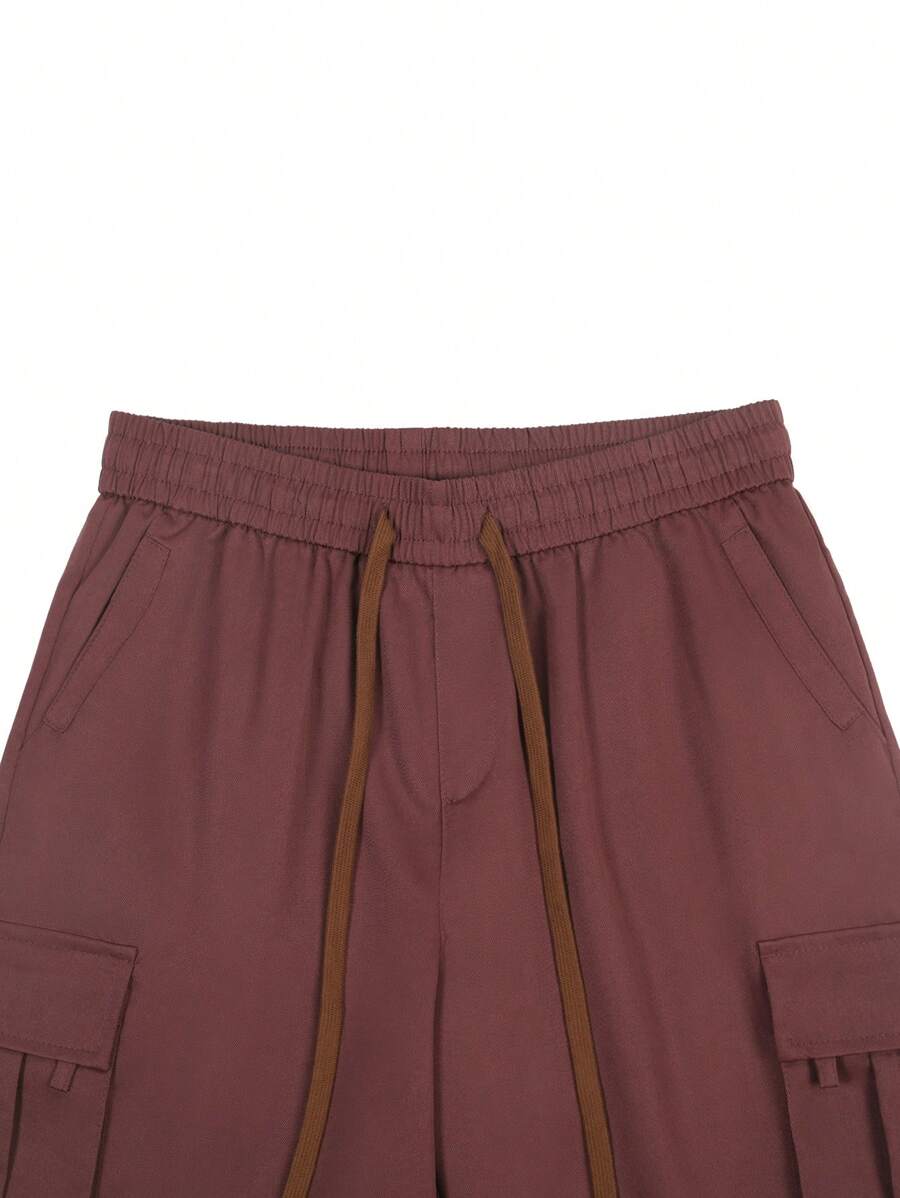 Shorts cargo pour hommes avec taille à cordon de serrage et poches latérales