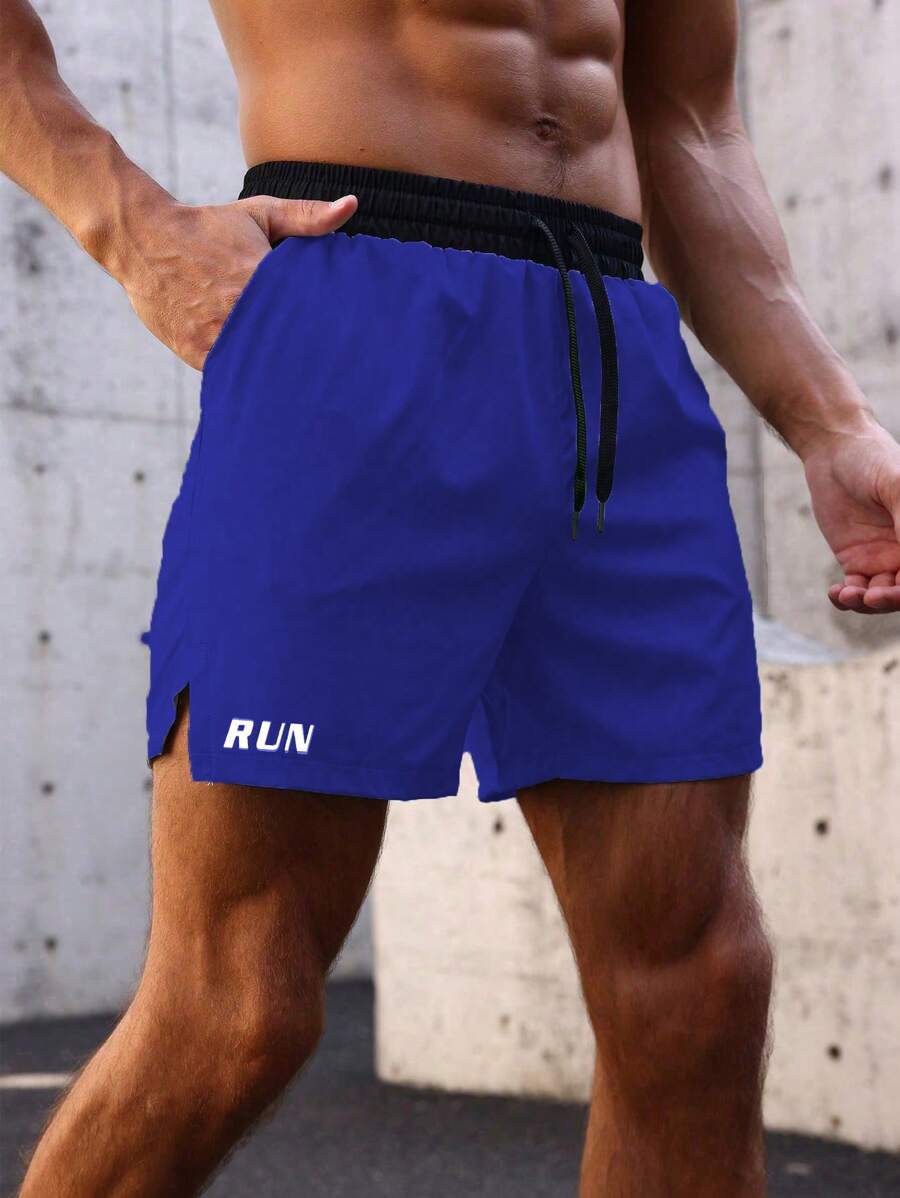 Shorts de sport avec taille élastique, poches larges et inscription