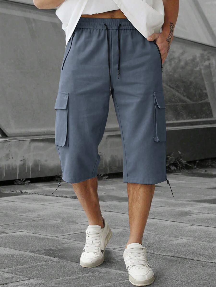 Short cargo décontracté à cordon de serrage pour homme – Utilitaire multi-poches