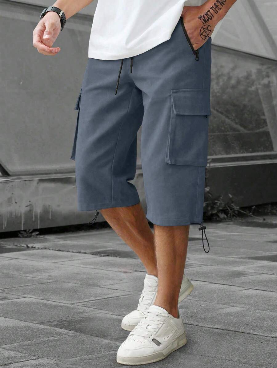 Short cargo décontracté à cordon de serrage pour homme – Utilitaire multi-poches