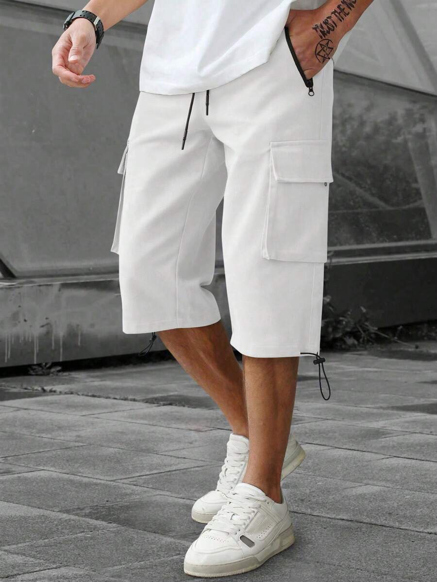 Short cargo décontracté à cordon de serrage pour homme – Utilitaire multi-poches