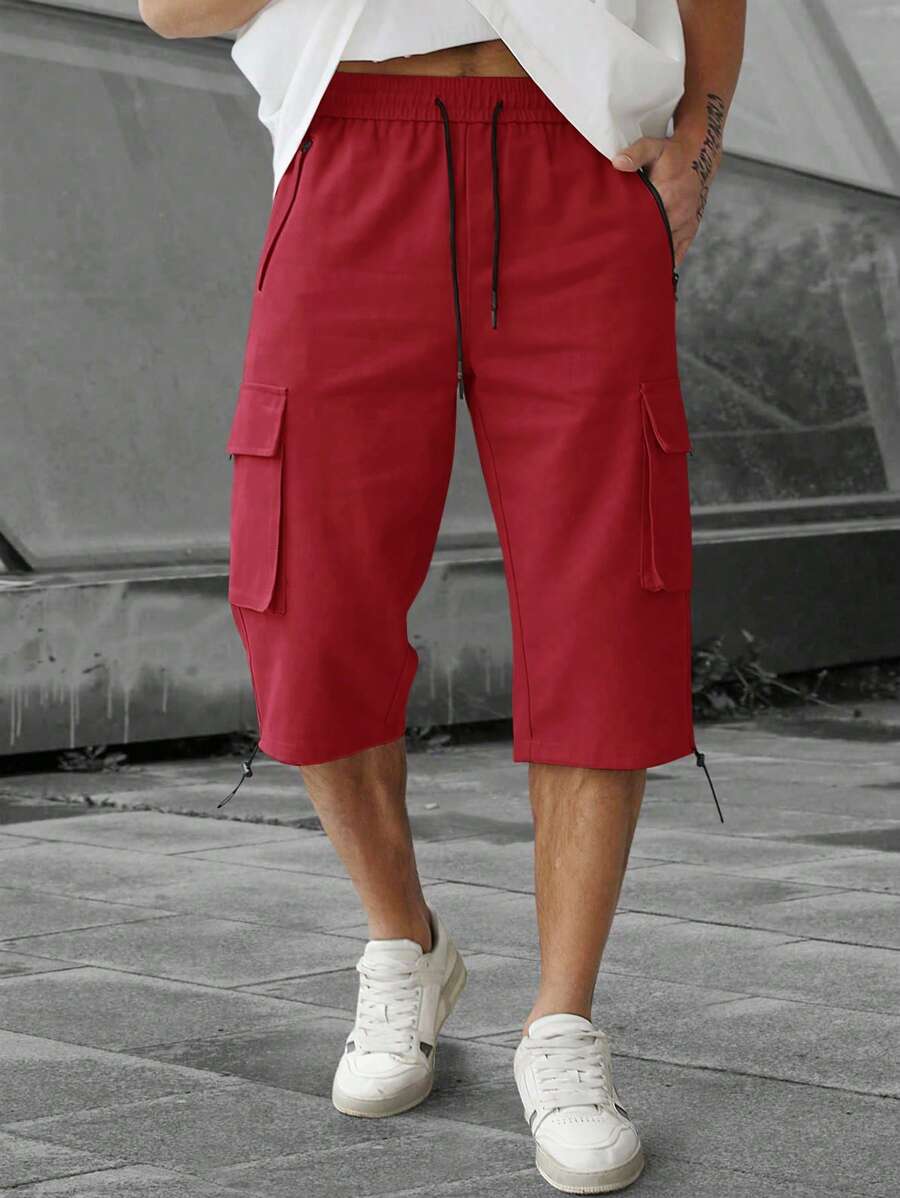 Short cargo décontracté à cordon de serrage pour homme – Utilitaire multi-poches