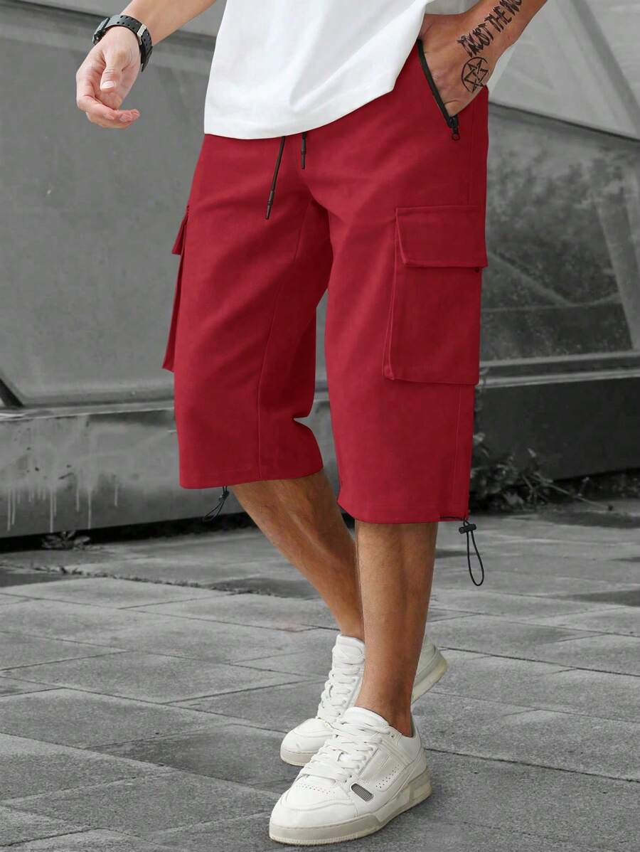 Short cargo décontracté à cordon de serrage pour homme – Utilitaire multi-poches